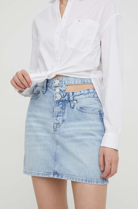 Tommy Jeans fustă din denim uni albastru DW0DW17217