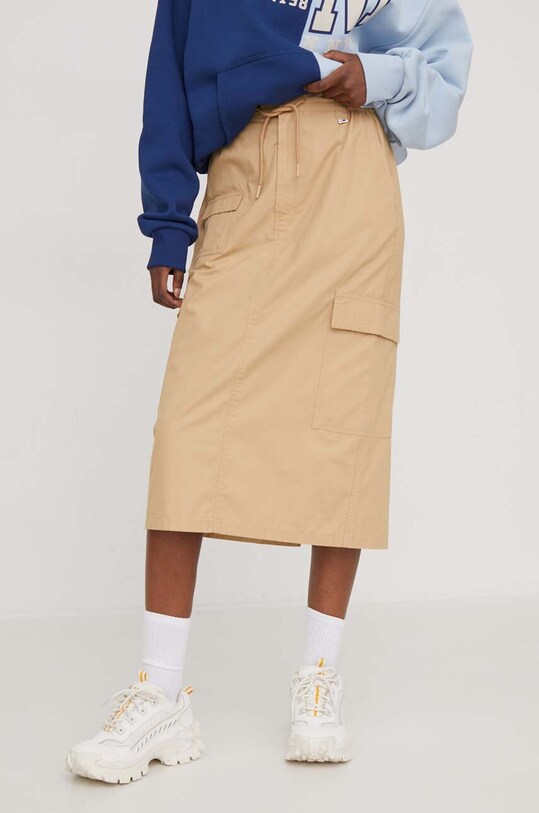 Tommy Jeans spódnica bawełniana casual beżowy DW0DW17439