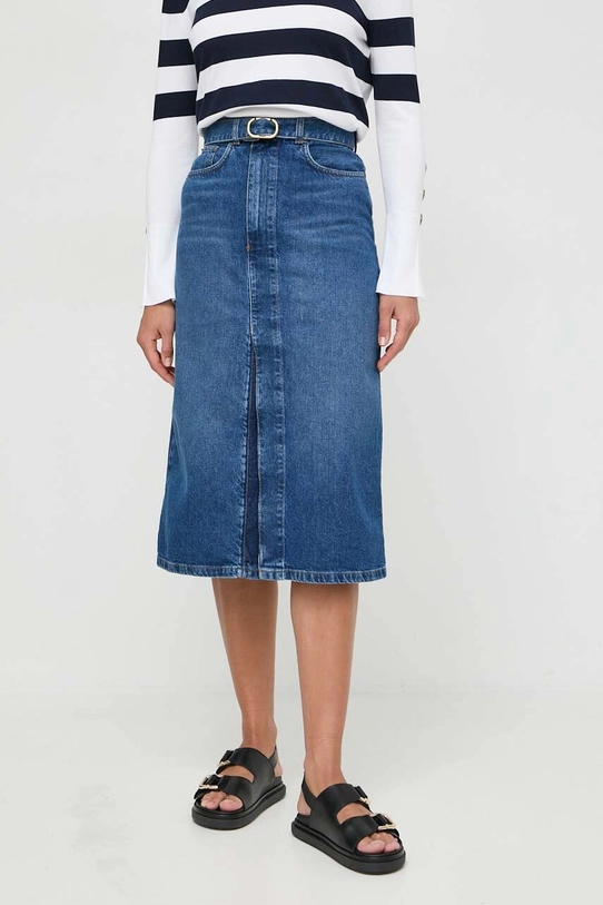 Twinset fustă din denim uni albastru 241TP2661