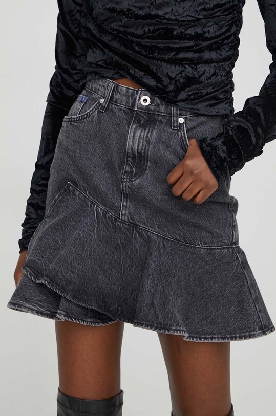 Karl Lagerfeld Jeans spódnica jeansowa bawełna szary 240J1200