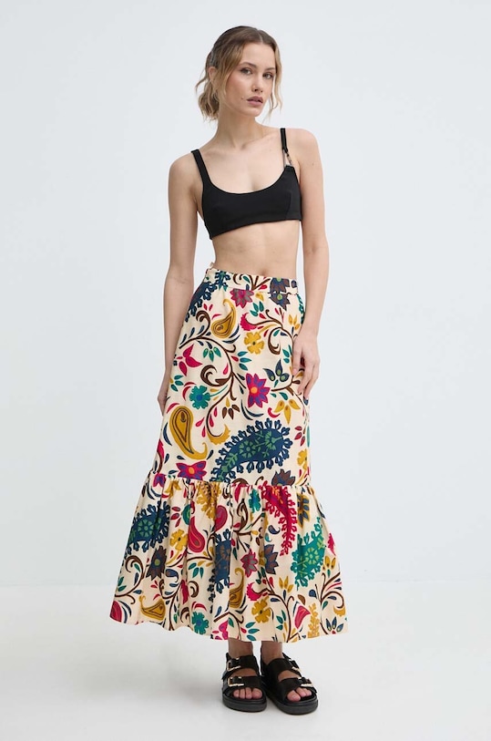 Βαμβακερή φούστα Luisa Spagnoli TASSELLO 540704 κίτρινο SS24