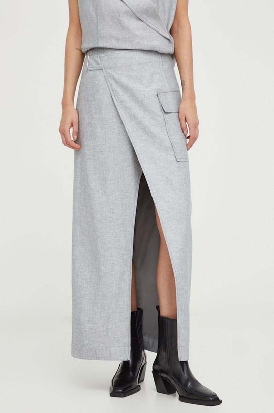 Remain spódnica lniana casual szary 501415515