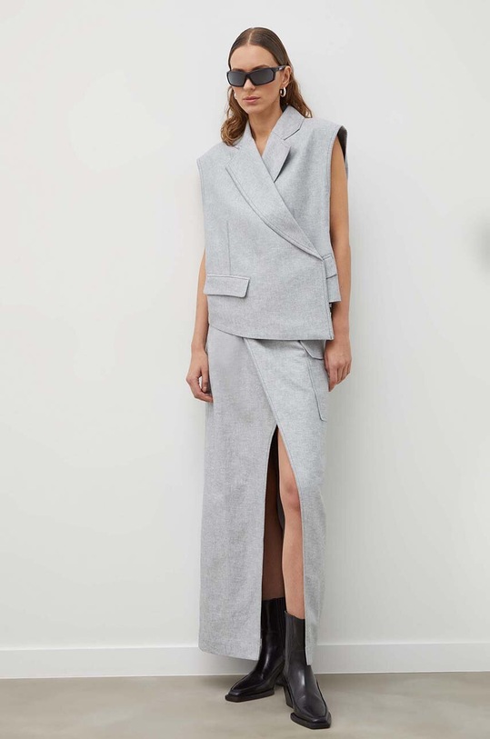 Remain spódnica lniana 501415515 szary SS24