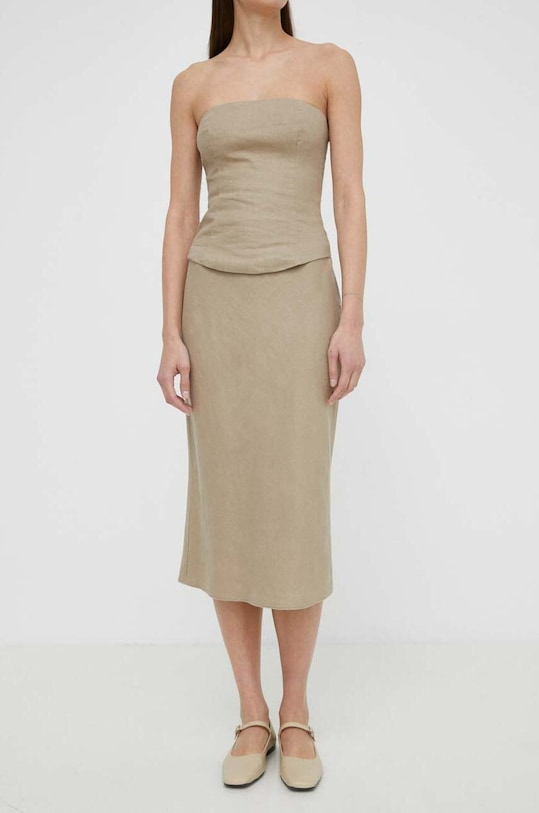 Льняная юбка Samsoe Samsoe SAAGNETA F24100096 бежевый SS24