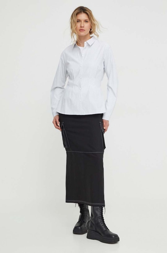 Résumé fustă din amestec de in 20021093 negru SS24