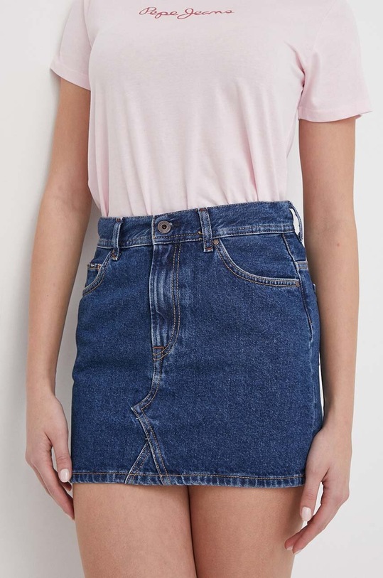 Pepe Jeans spódnica jeansowa MINI SKIRT MW bawełna granatowy PL901123HT2