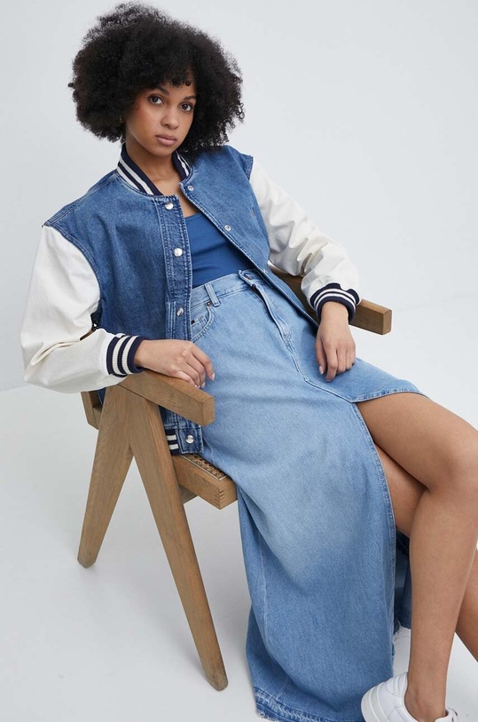 Rifľová sukňa Pepe Jeans MAXI SKIRT HW SKY REG PL901130R modrá SS24