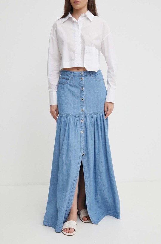 Pepe Jeans fusta MAXI SKIRT HW DNM REG uni albastru PL901131R
