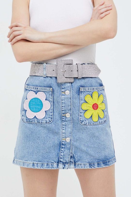 Rifľová sukňa Moschino Jeans modrá 0103.3236