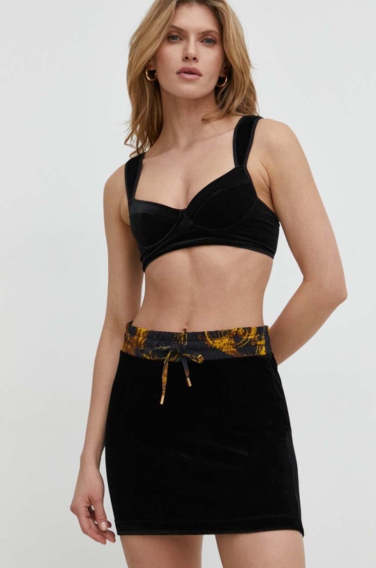 Βελούδινη φούστα Versace Jeans Couture με ελαστάν μαύρο 76HAE325.JS291