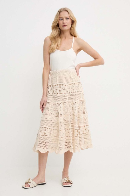 Памучна пола Twinset памук бежов 241LM2TBB