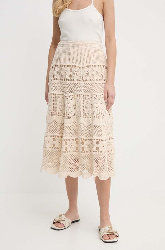 Памучна пола Twinset 241LM2TBB бежов SS24