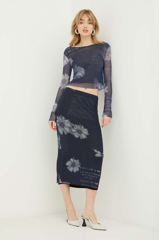 Desigual spódnica NONA wzorzyste granatowy 24SWFK01