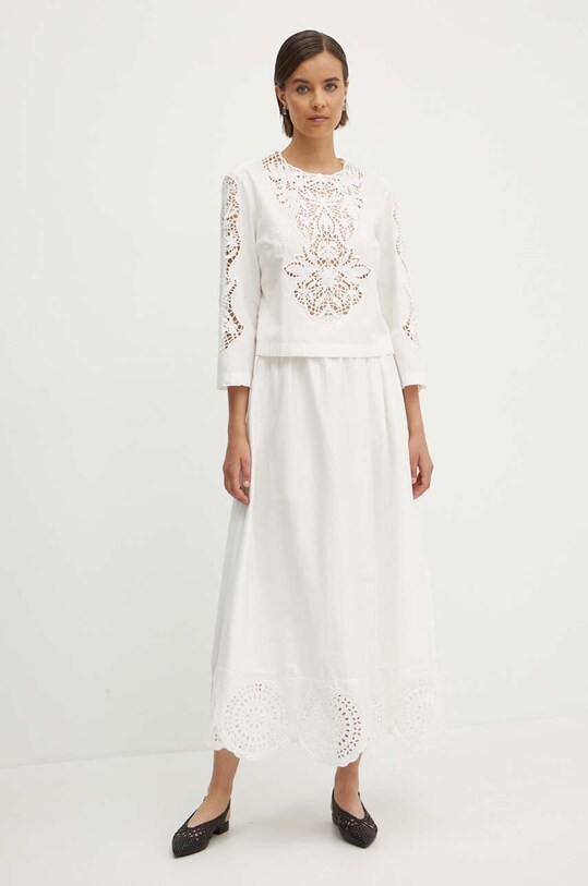 Sisley fusta din bumbac 4WDVL0021 alb SS24