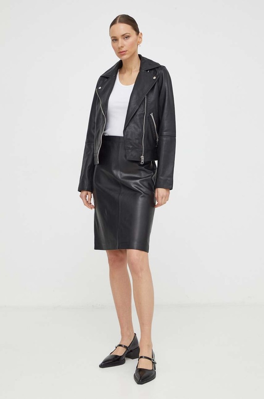 Marc O'Polo fusta de piele 401703577003 negru SS24
