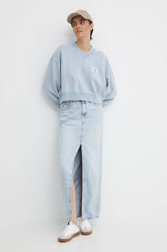 Дънкова пола Calvin Klein Jeans дънков син J20J222814