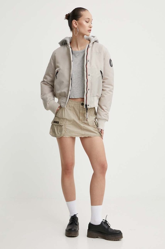 Superdry spódnica bawełniana W7210305A.8MB beżowy SS24
