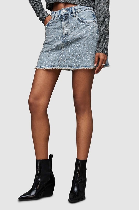 AllSaints fustă din denim WENDEL WS025Z albastru SS24