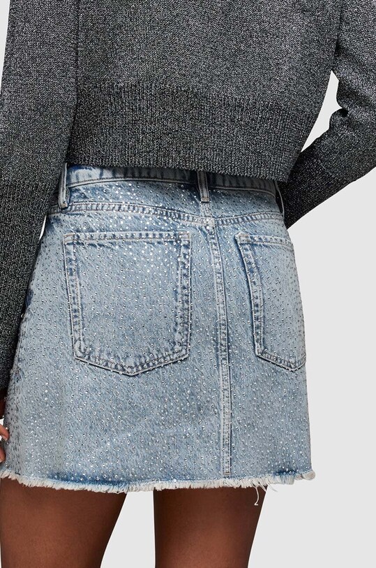 AllSaints fustă din denim WENDEL albastru WS025Z