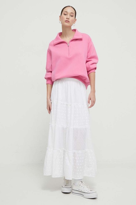 Βαμβακερή φούστα Hollister Co. KI343.4015.100 λευκό SS24