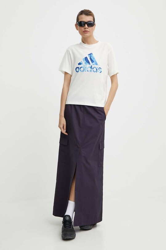 Хлопковая юбка adidas Originals IT9019 фиолетовой SS24