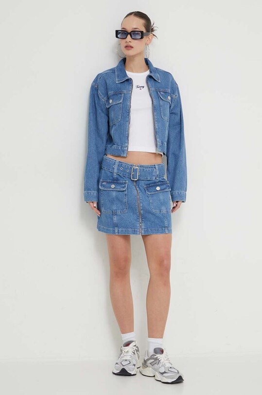 Tommy Jeans fustă din denim DW0DW17668 albastru SS24