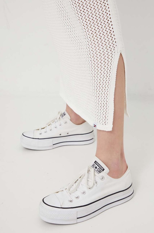 Βαμβακερή φούστα Tommy Jeans μπεζ DW0DW17878