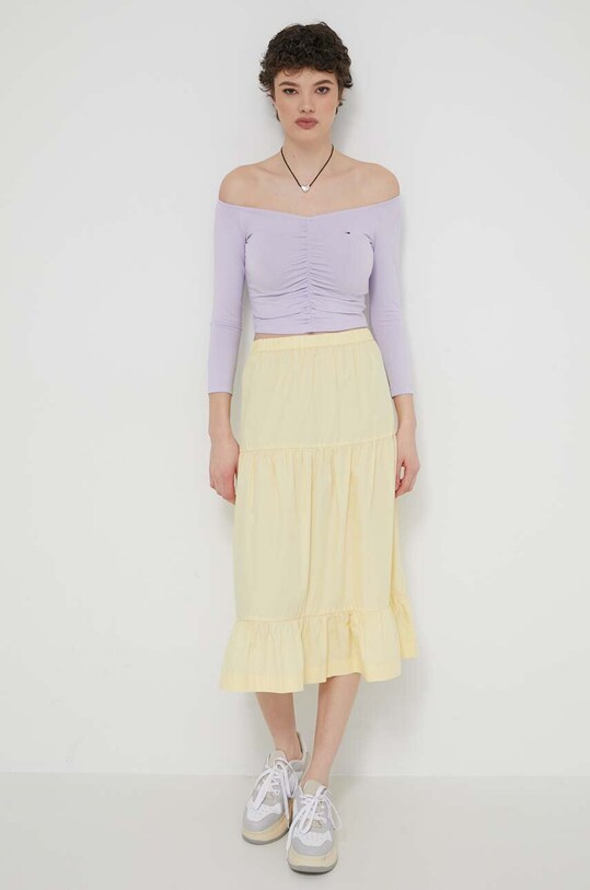 Tommy Jeans pamut szoknya DW0DW17876 sárga SS24