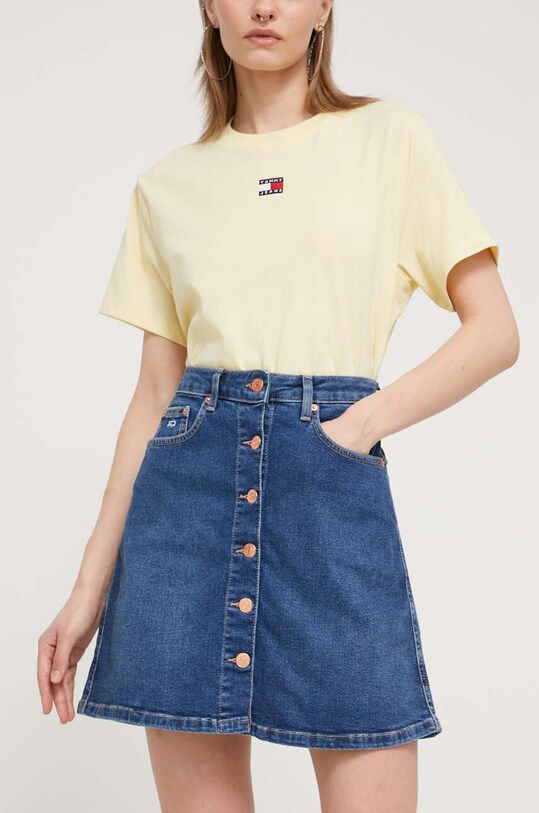 Tommy Jeans fustă din denim uni bleumarin DW0DW17970