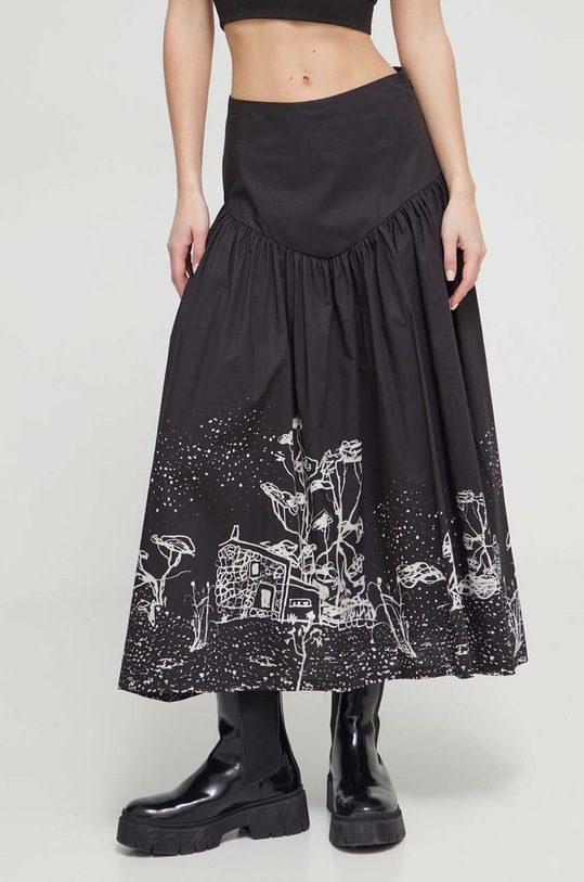 Bavlněná sukně Desigual SALERNO midi černá 24SWFW11