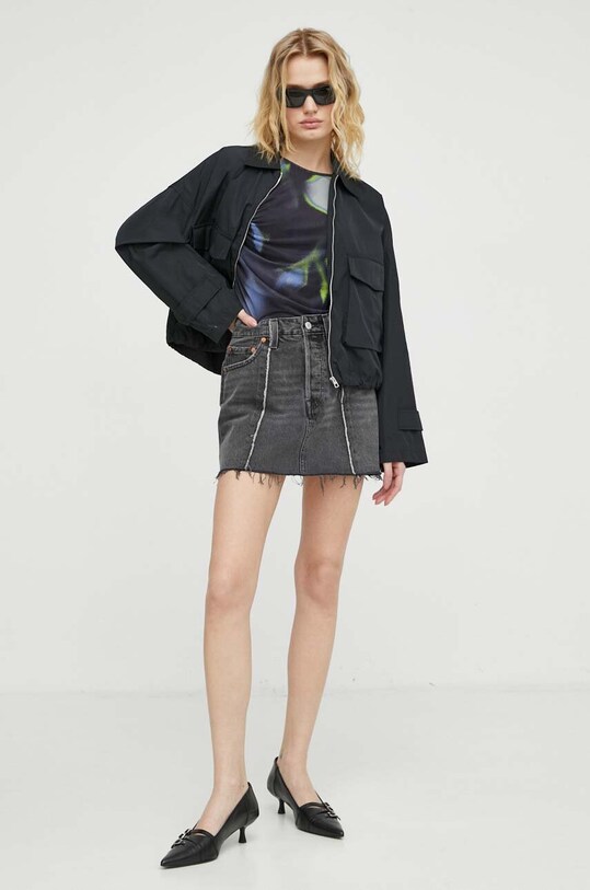 Levi's fustă din denim A7522 gri SS24