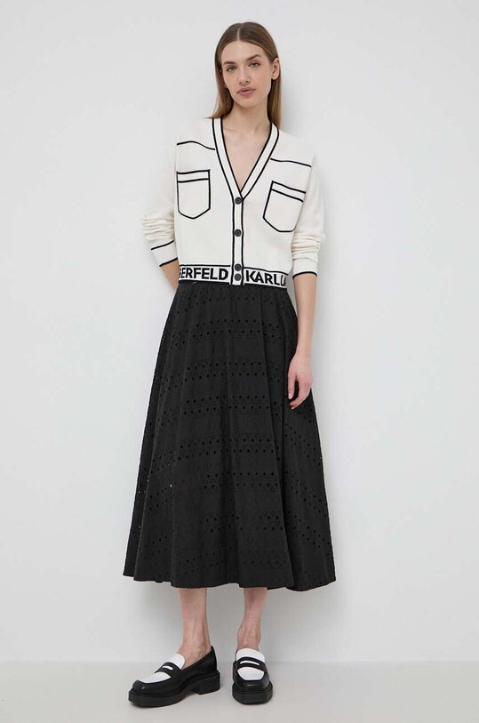 Karl Lagerfeld fusta din bumbac imprimeu negru 241W1200