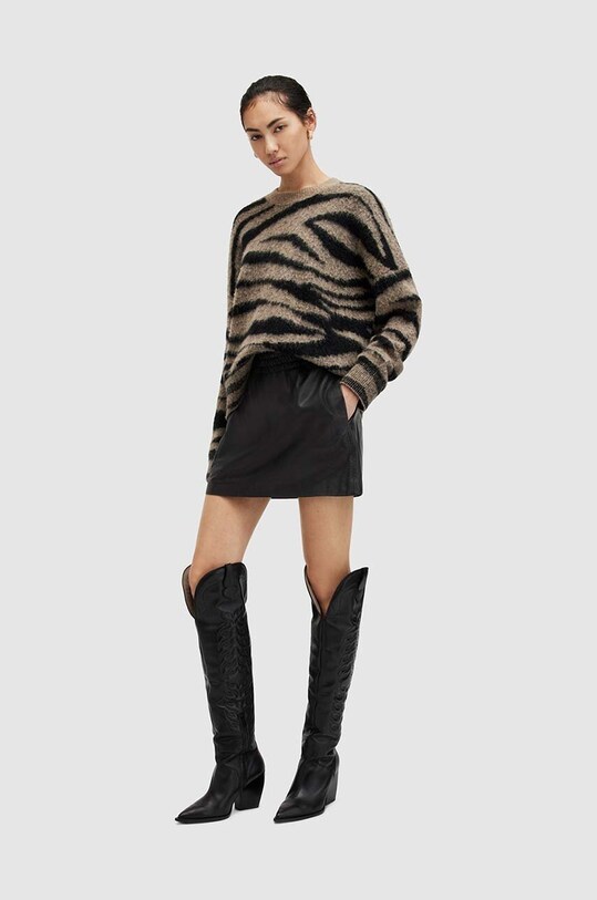 AllSaints fusta de piele SHANA uni negru WL570Z