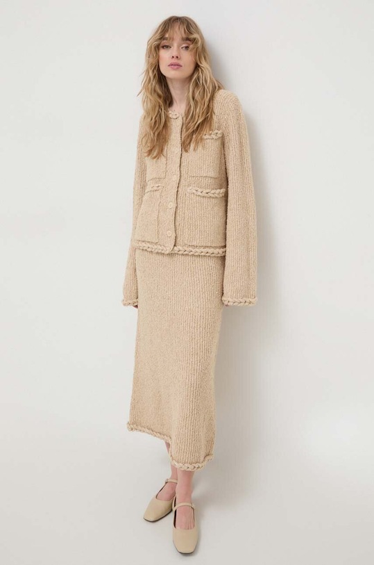 Φούστα από λινό μείγμα By Malene Birger casual μπεζ Q72350002