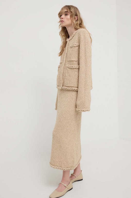 Φούστα από λινό μείγμα By Malene Birger μπεζ Q72350002