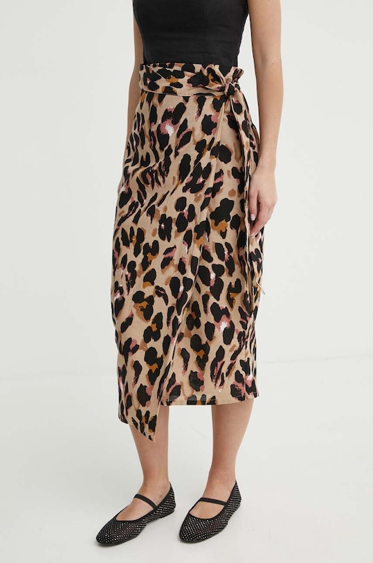 Never Fully Dressed fustă din amestec de in cu modele maro NFDSK410.Leopard