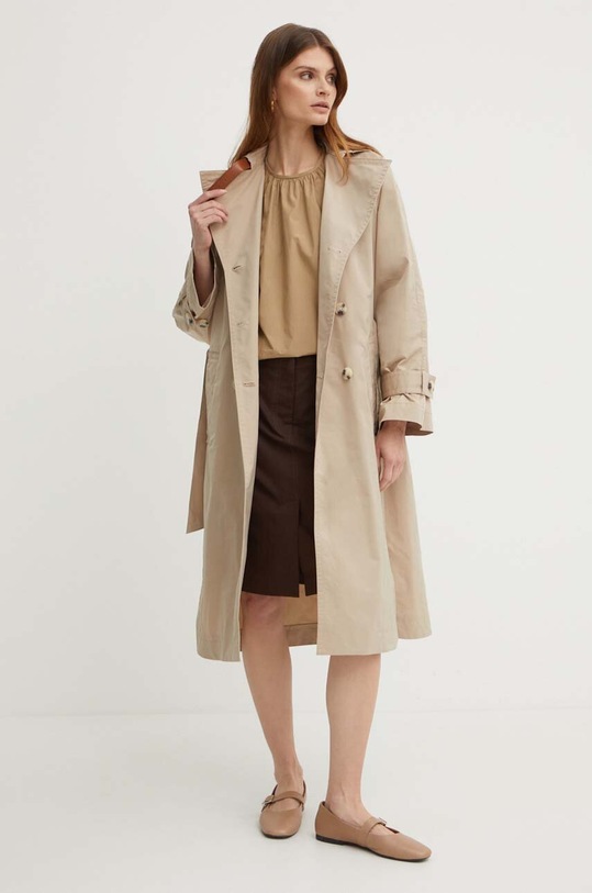 Sukně s příměsí lnu Weekend Max Mara hnědá 2415101013600