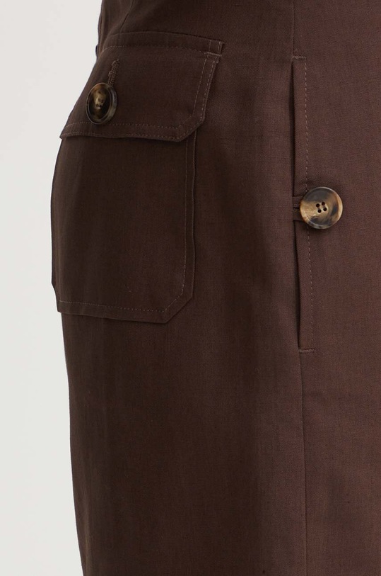 Sukně s příměsí lnu Weekend Max Mara 2415101013600 hnědá