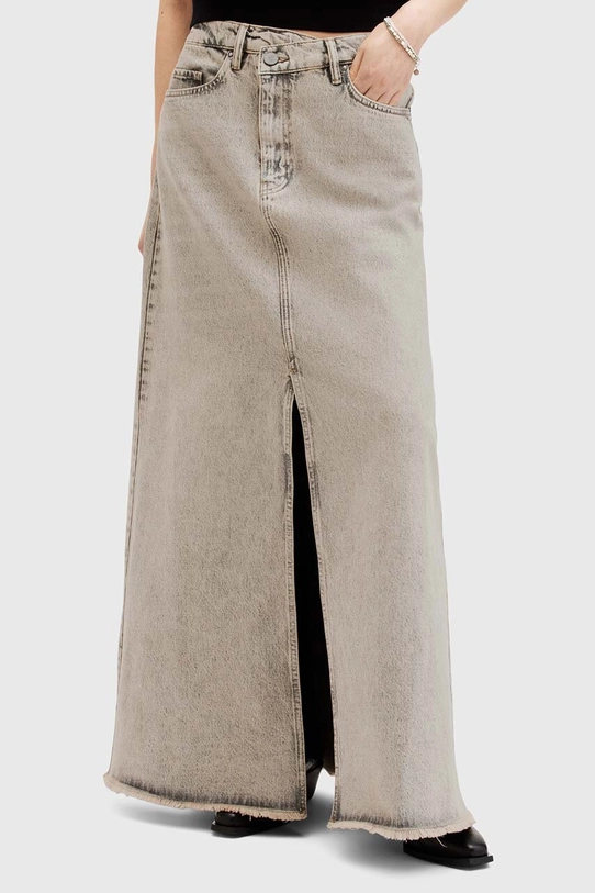 AllSaints spódnica jeansowa bawełniana NOIR MAXI SKIRT W045RA beżowy SS24