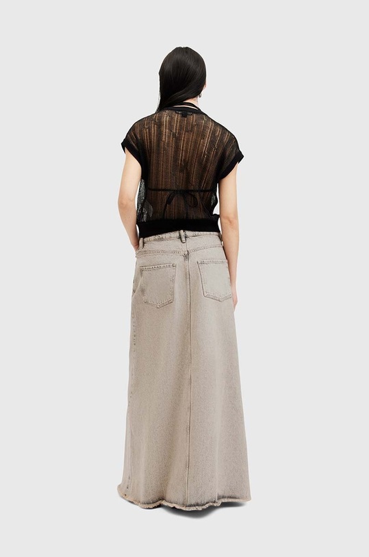 Bavlněná džínová sukně AllSaints NOIR MAXI SKIRT W045RA béžová