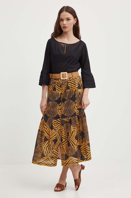 Bavlněná sukně La Petite Française JABOT PFJABOT hnědá SS24