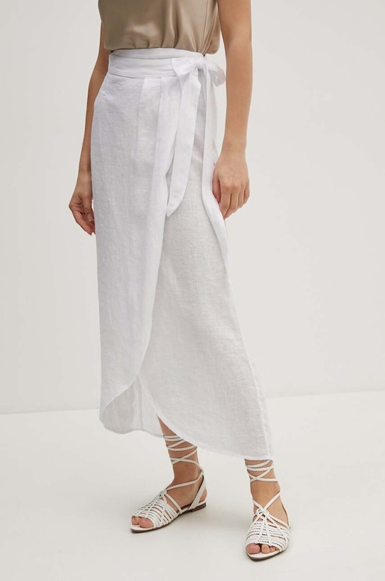 Sisley spódnica lniana casual biały 41I4L002D