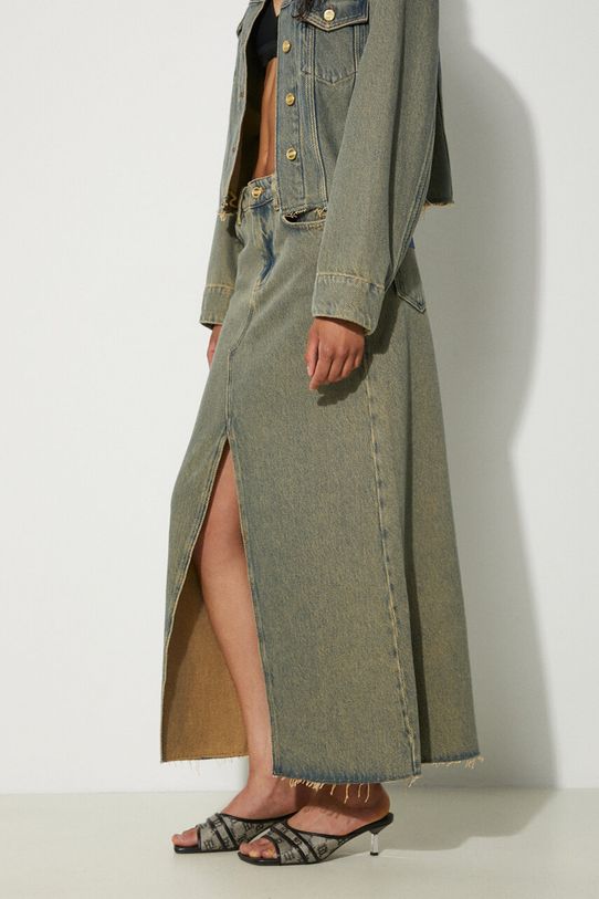 Τζιν φούστα GANNI Overdyed Heavy Denim Maxi Skirt καφέ J1477