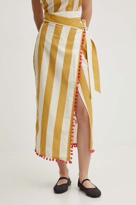 Never Fully Dressed fustă din amestec de in Jaspre Skirt cu modele bej NFDSK510