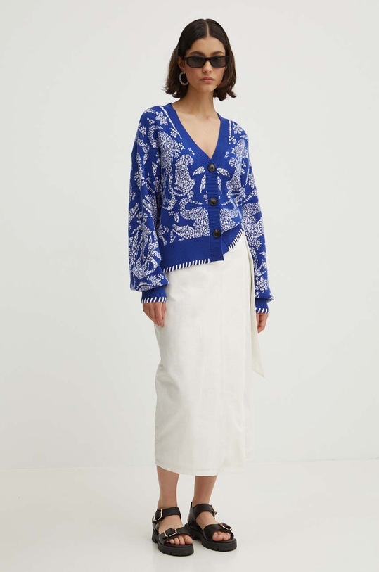 Never Fully Dressed spódnica z domieszką lnu Jaspre Skirt NFDSK506 biały SS24