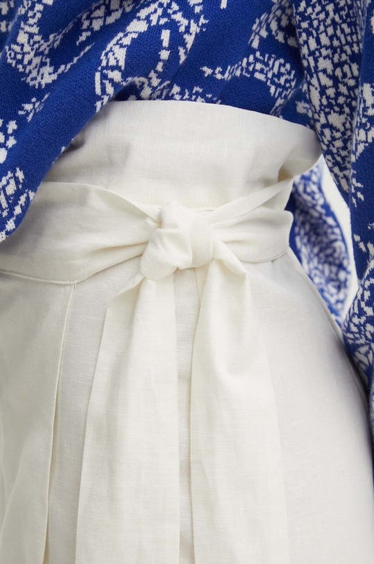 Never Fully Dressed spódnica z domieszką lnu Jaspre Skirt biały NFDSK506