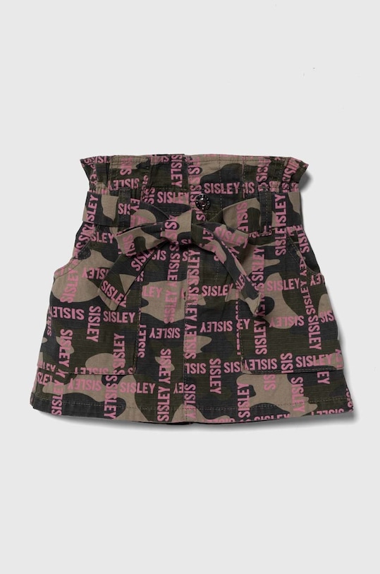 Sisley spódnica bawełniana dziecięca wzorzyste zielony 4LPCY000C.G.Seasonal