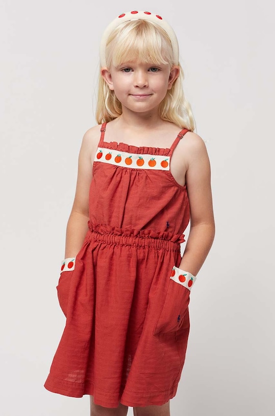 Παιδική βαμβακερή φούστα Bobo Choses απλικέ μπορντό 124AC093