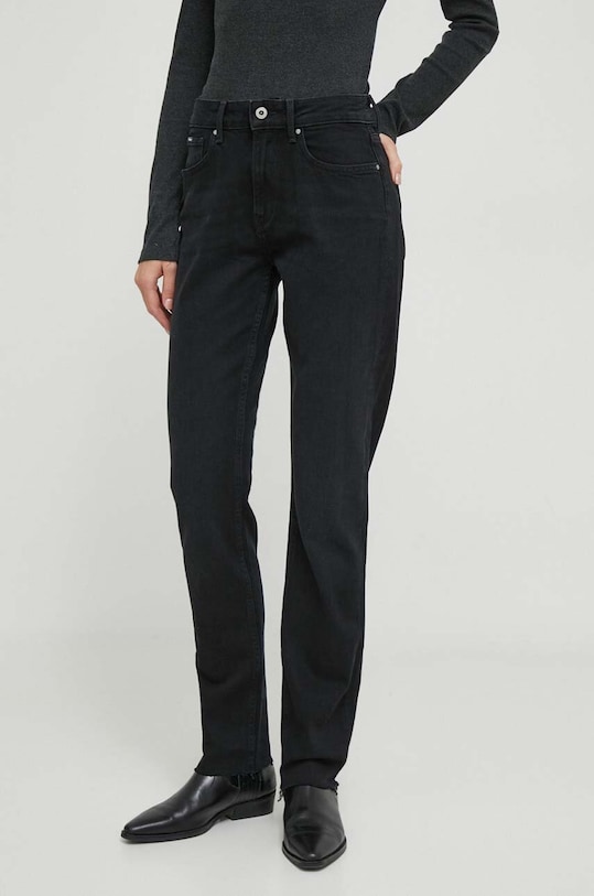 Pepe Jeans jeansy STRAIGHT JEANS HW Planet friendly czarny PL204592XF1