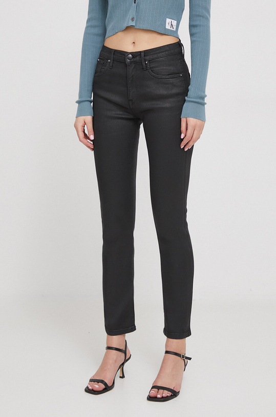 Rifle Pepe Jeans SLIM JEANS HW COATED Planet friendly čierna PL204599